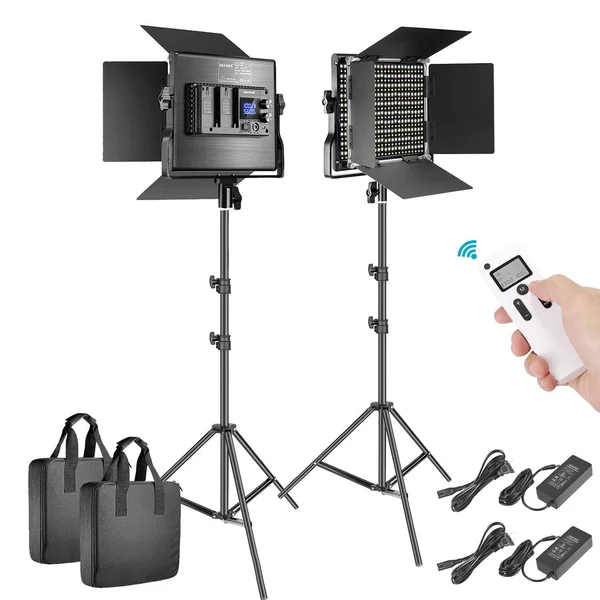Neewer 2 Packs Advanced 2.4G 660 LED Video Light Photography Lighting Kit, Dimmable Bi-Color LED Panel with LCD Screen, 2.4G Wir