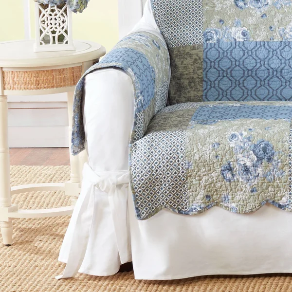 Sure Fit Heirloom Printed Patchwork Sofa Cover - Blue