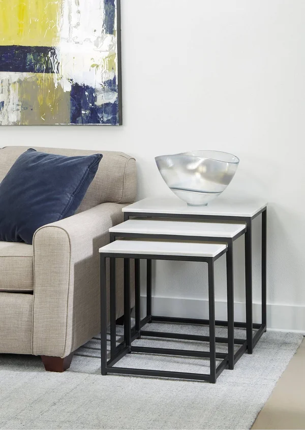 Coast to Coast Ponga Black Nesting Tables (Set of 3)