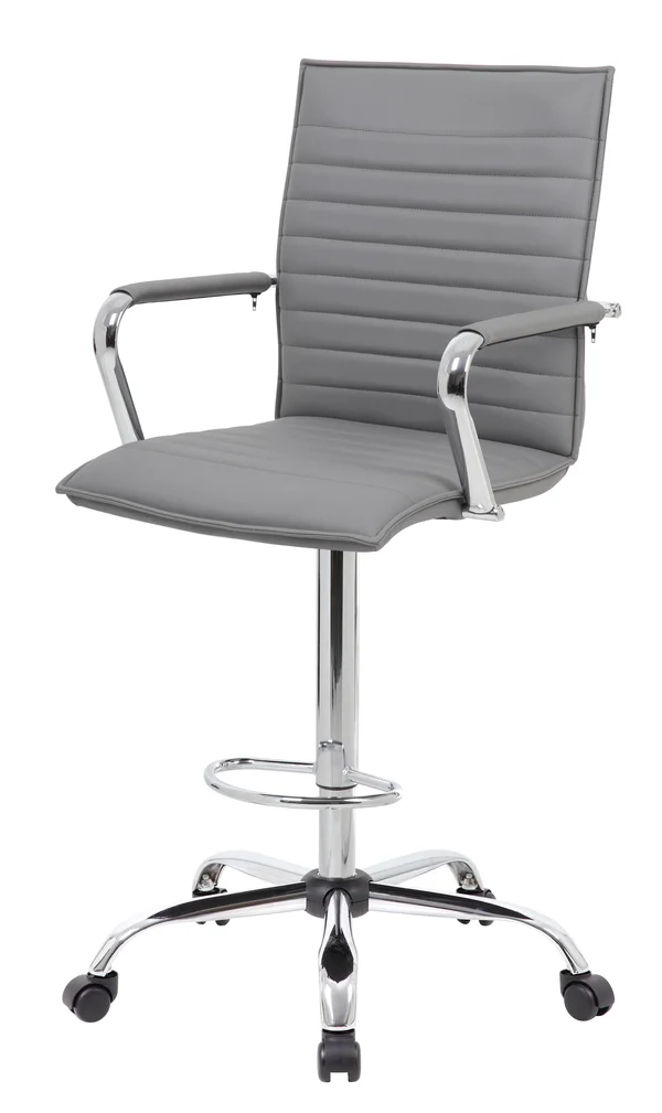 Boss Vinyl Ribbed Drafting Stool - Gray