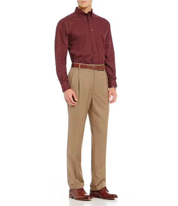 Roundtree Yorke TravelSmart Luxury Gabardine Ultimate Comfort Classic Fit Pleat Front Non-Iron Dress Pants - 40 34