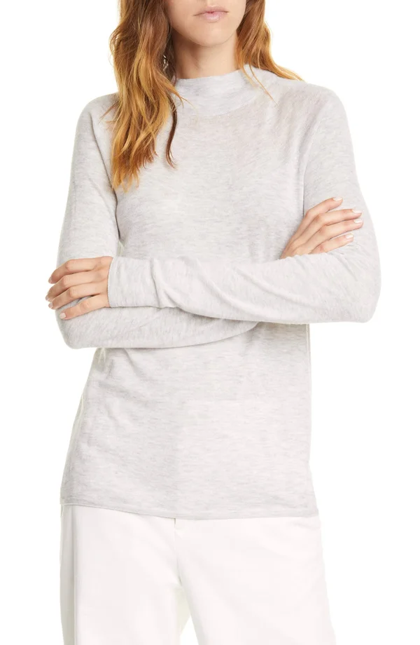 Women's Vince Seamless Wool Blend Mock Neck Top X-Large - Heather Grey