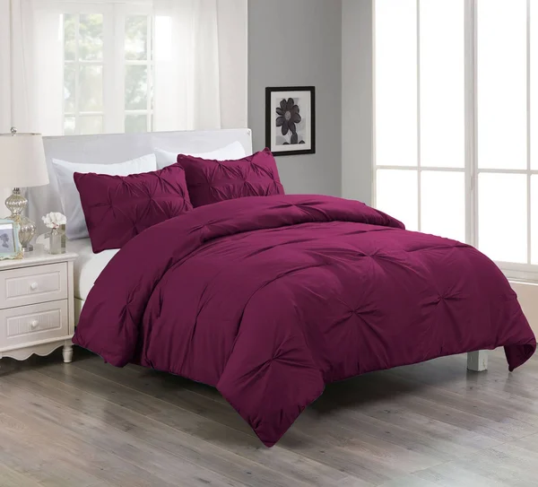 Lotus Home Water and Stain Resistant Pintuck Microfiber Comforter Mini Set, Size: King, Fig