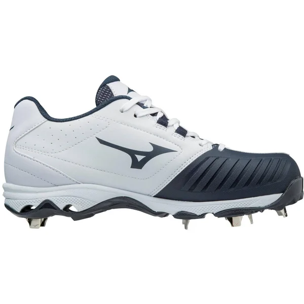 Mizuno - 9-Spike Advanced Sweep 4 Low Women's Metal Softball Cleat, White-Navy, Size 8
