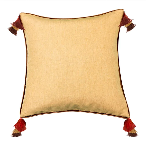 Edie at Home Velvet Reversible Tassel Decorative Pillow, Tigerlily/Marigold - Blue