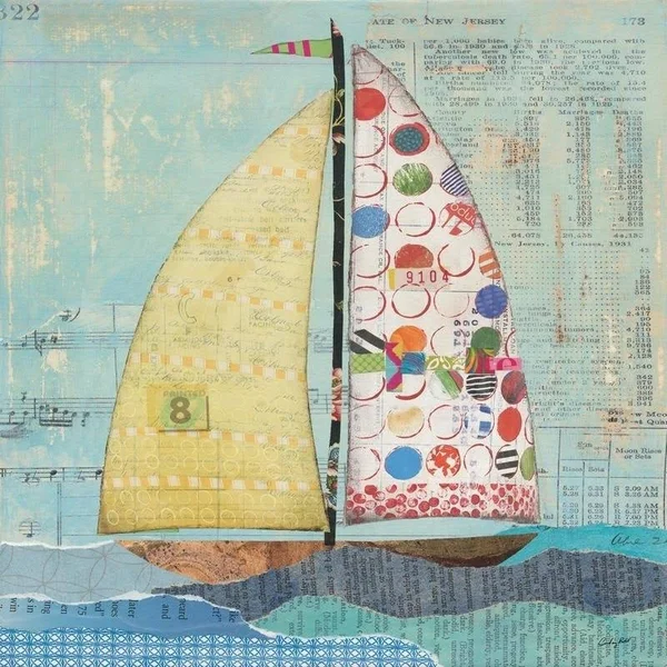 Easy Art Prints Courtney Prahl's 'At The Regatta I Sail Sq' Premium Canvas Art - 40 x 40 - Classic Black Frame