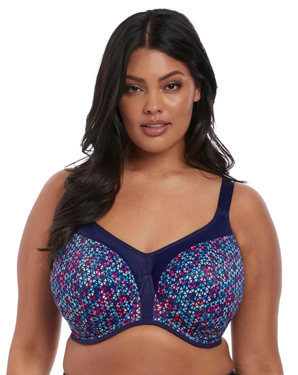Elomi Energise Underwire Sports Bra with J Hook, Navy Geo