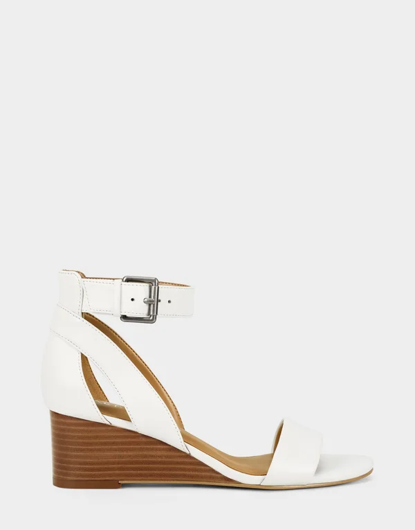 Aerosoles Willowbrook Wedge Sandals - White Leather