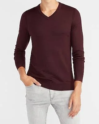 Merino Wool-Blend V-Neck Sweater Blue Men's M