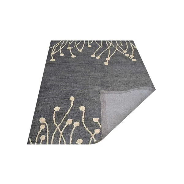 Rugsource Grey/White Indian Hand Tufted Wool Solid Indoor Oriental Area Rug