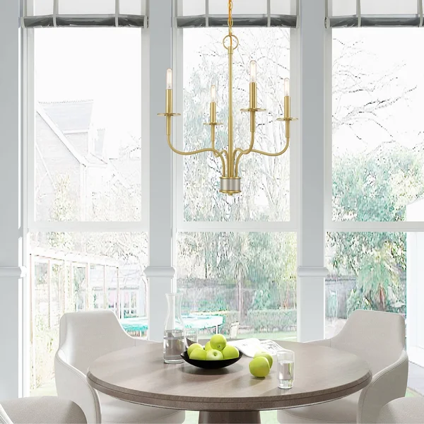Livex Lighting 51324-12 Lisbon 4-Light Mini Chandelier, Satin Brass