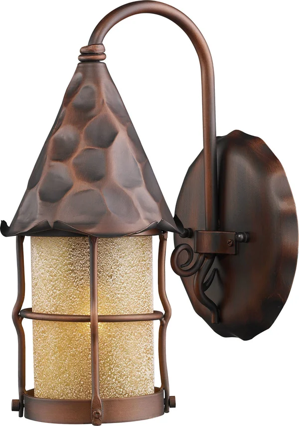 Elk Lighting 381-AC Rustica 1 Light Outdoor Wall Sconce in Antique Copper