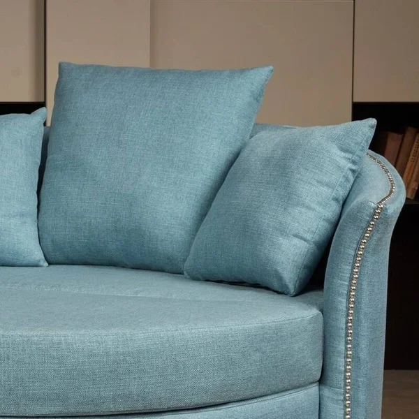 LOKATSE Indoor Accent Upholstery Circular Round Shape Loveseat with Cushions and Pillows - Industrial Gray
