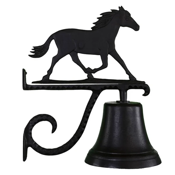 Montague Metal Products Cast Bell with Black Horse Ornament