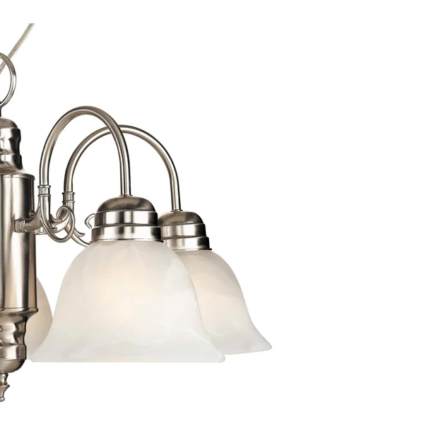 5 Light Down Chandelier with Nickel Finish with Alabaster Glass
