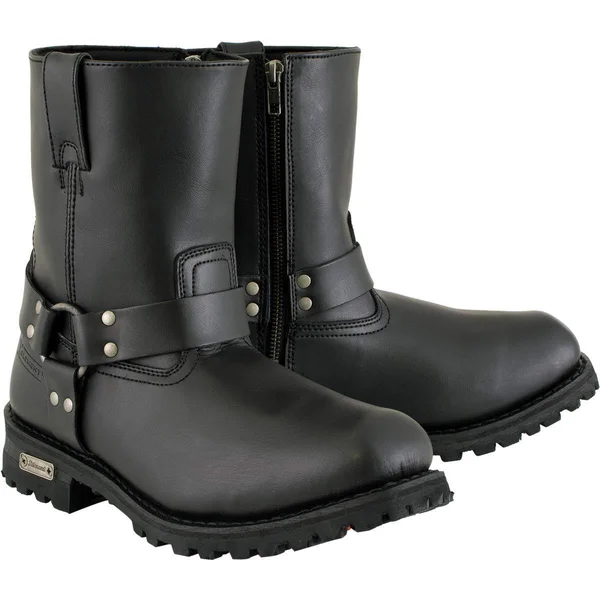Xelement 1502 Men's Zipper Black Harness Motorcycle Boots - 10.5