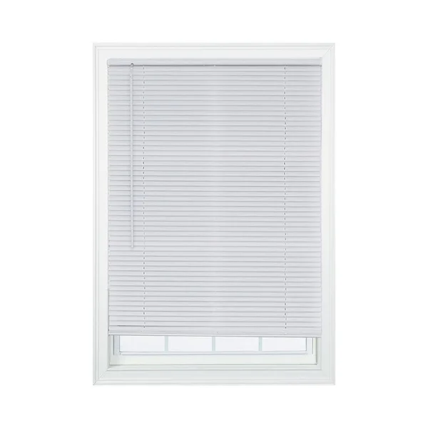 Home Basics White Cordless 1 in. Light Filtering Vinyl Mini Blind 30 in. W x 64 in. L