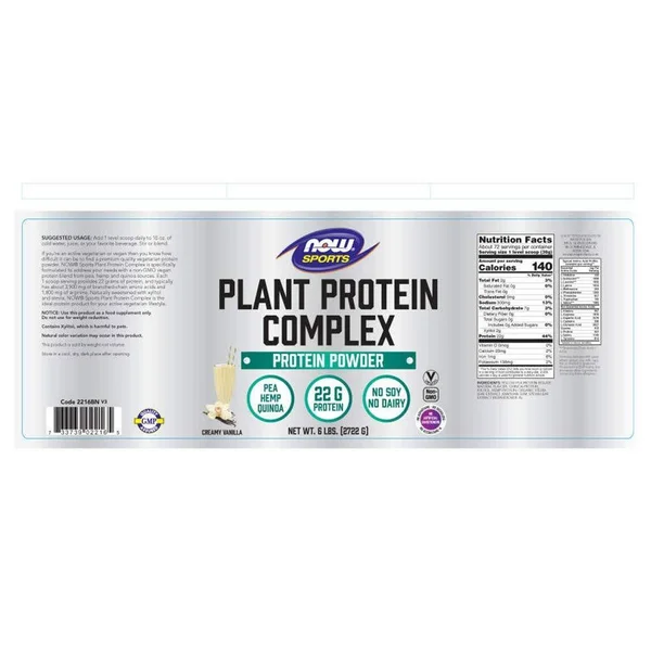 Now Foods, Sports, Plant Protein Complex, Creamy Vanilla - 96 oz