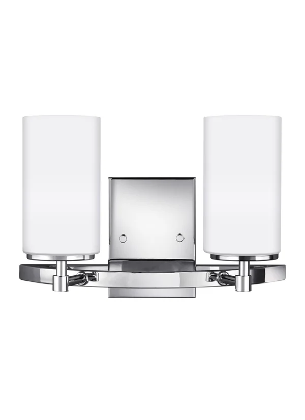 Sea Gull Lighting Alturas Contemporary Two Light Wall Bath Sconce, Chrome
