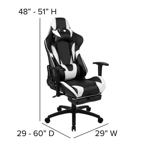 Flash Furniture Black Gaming Desk and Black Footrest Reclining Gaming Chair Set with Cup Holder - Headphone Hook & 2 Wire Man
