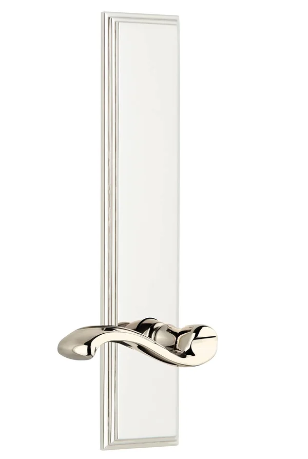 Grandeur Carre Tall Plate Dummy Portofino Lever in Polished Nickel