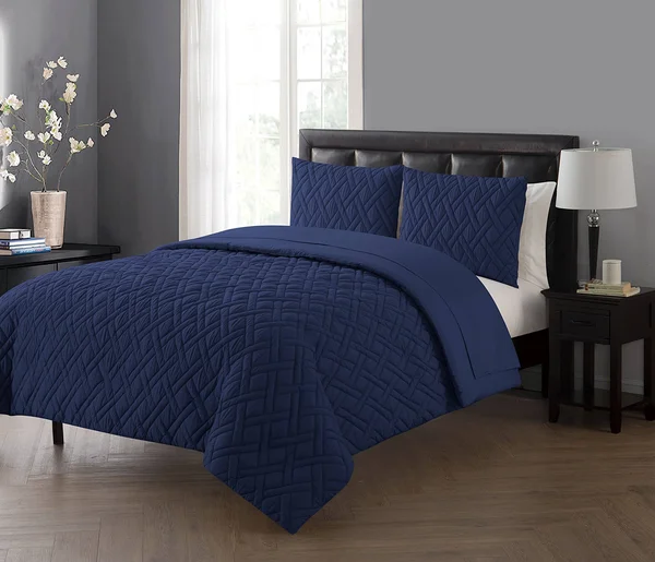 VCNY Home Lattice Embossed Bed in A Bag - Navy - Twin