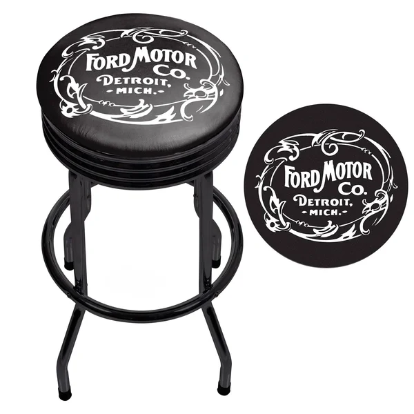 Ford Black Ribbed Bar Stool - Vintage 1903 Motor Co.