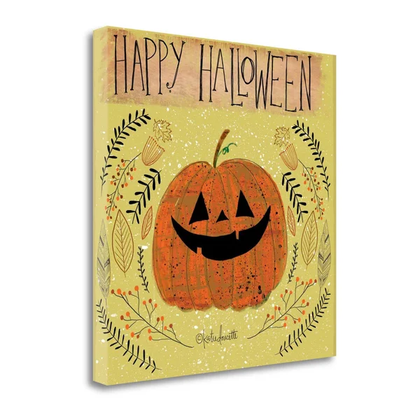 Tangletown Fine Art Happy Halloween by Katie Doucette, Giclee Print on Gallery Wrap Canvas, 26x26x22