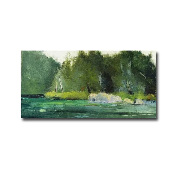 PerfectPillows Lily Pond & Dark Woods by Martha Wakefield Premium Gallery-Wrapped Canvas Giclee Art - Ready-to-Hang - 12 x 24