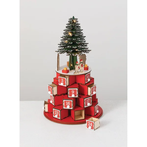 Sullivans Tree Advent Calendar 15x22H Red