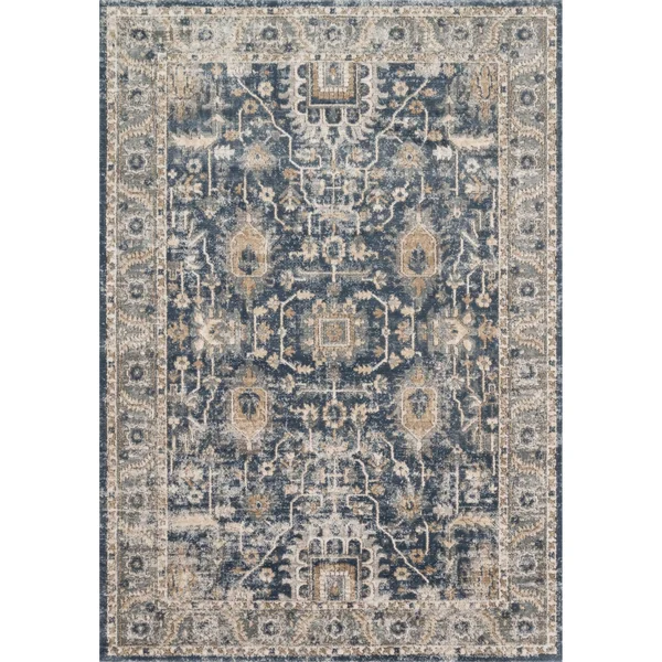 Alexander Home Josefina Ornamental Ironwork Traditional Rug - 5&3x22 x 7&6x22 - Denim - Pebble