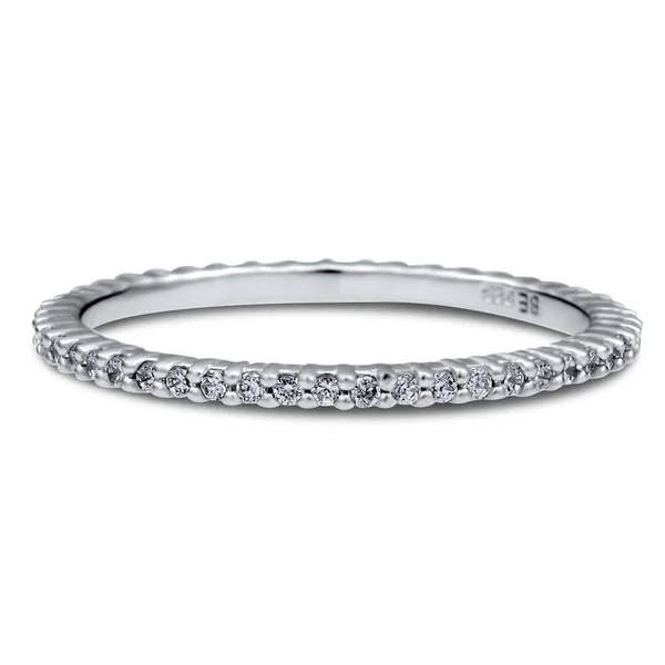 Berricle Sterling Silver Cubic Zirconia CZ Wedding Eternity Band Ring Size 6