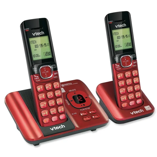 Vtech CS6529 DECT 6.0 Cordless Phone System with Caller ID/Call Waiting/Answering Machine - 2 Handsets, Red