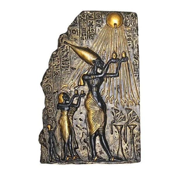Design Toscano Pharaoh Akhenaten Offering to Aten The Sun Wall Sculpture - Black/Gold