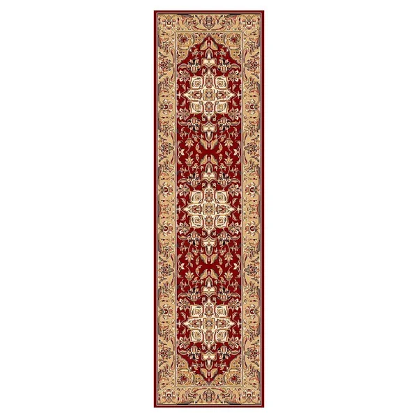 Kas Cambridge 7326 Kashan Medallion 2&2x22 x 7&11x22 Runner Red - Beige Area Rug