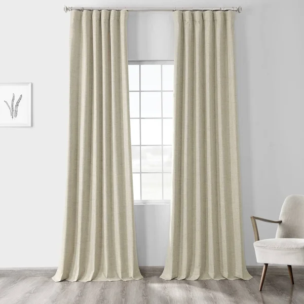 Toasted Tan Vintage Thermal Cross Linen Weave Blackout Curtain - Half Price Drapes