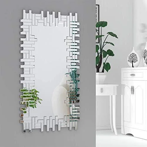KOHROS Art Decorative Wall Mirrors Large Grecian Venetian Mirror for Hotel Home Vanity Sliver Mirror (W 24.8x22 x H 47.3x22 Rect