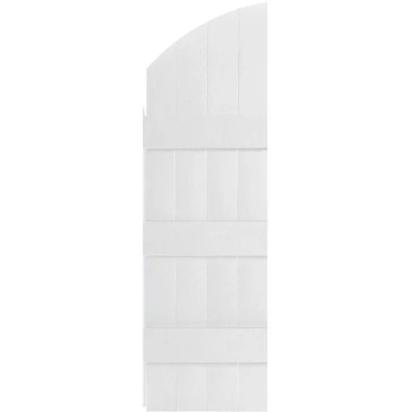 14 inchw x 57 inchh (50 inch Low Side) Lifetime Vinyl, Standard Four Board Joined w/ Archtop, Board-n-Batten Shutters, w/Install