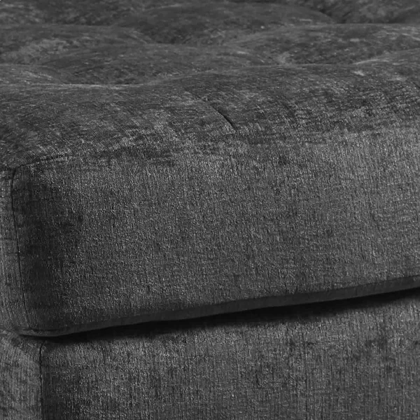 Benzara BM206198 Wooden Oversized Accent Ottoman with Tufting Details Gray and Black