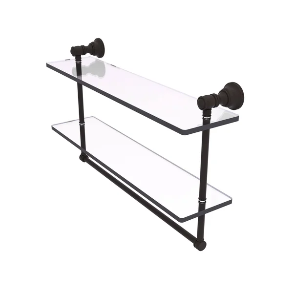 Carolina Collection Double Glass Shelf with Towel Bar - Oil Rubbed Bronze - 22 inch