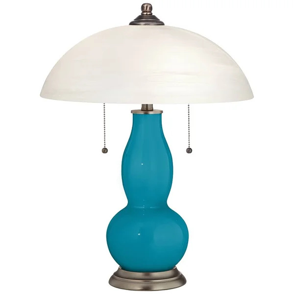 Caribbean Sea Gourd-Shaped Table Lamp with Alabaster Shade