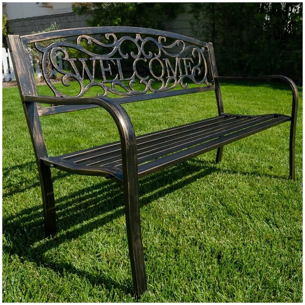 Belleze 50x22 Blossoming Garden Decorative Patio Park Bench - Bronze