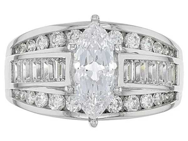 3.46ctw Bella Luce Rhodium Over Sterling Silver Ring - Size 6