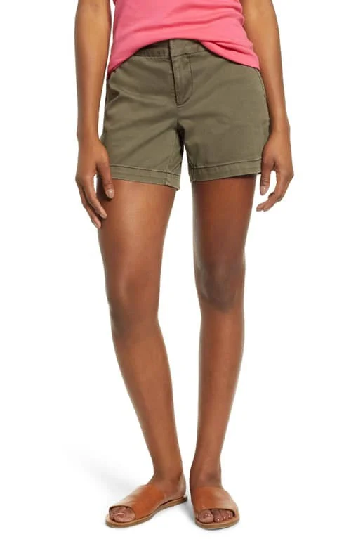 Women's Caslon Cotton Twill Shorts, Size 10 - Green
