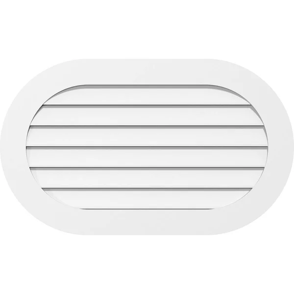 Ekena Millwork GVPRE30X1801SF 30x22W x 18x22H Horizontal Round Ended Surface Mount PVC Gable Vent: Functional - w/ 3-1/2x22W x 1x