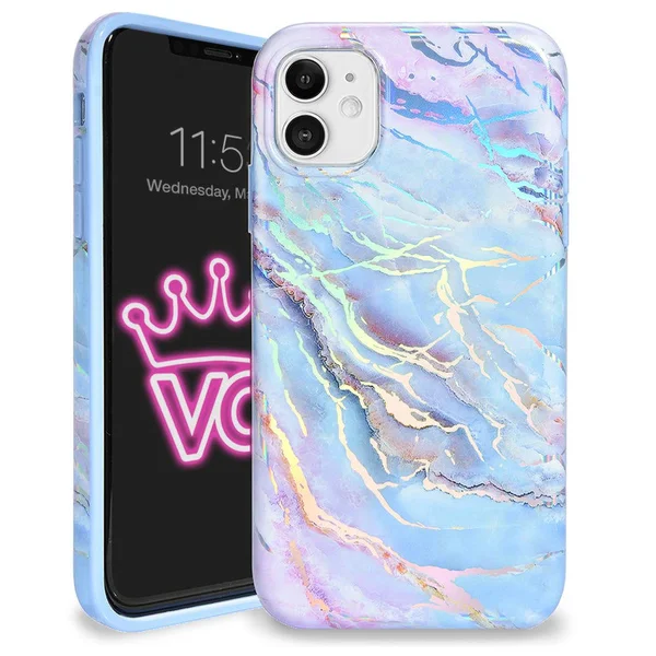 Velvet Caviar Compatible with iPhone 11 Case Marble for Women & Girls - Cute Protective Phone Cases (Pink Iridescent Hologra