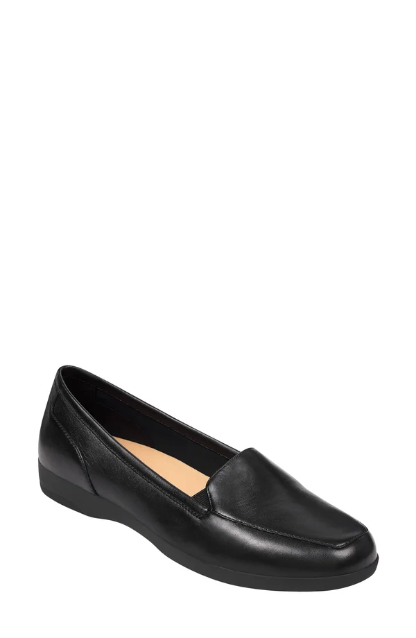 Easy Spirit Women's Devitt Loafer, Size: 6.5, Black Leather