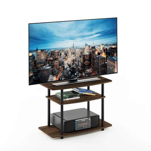 Furinno 13192 Turn-N-Tube No Tools 3-Tier TV Stands, Columbia Walnut/Black