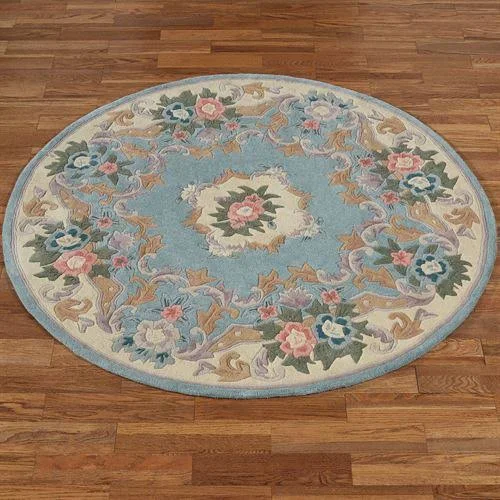Serena Aubusson II Round Area Rug 5&9x22 Round, 5&9x22 Round, Ivory