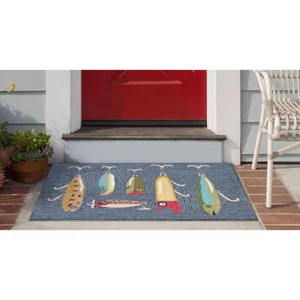 Liora Manne Frontporch Playing Hooky Indoor/Outdoor Rug Grey 30x22x48x22